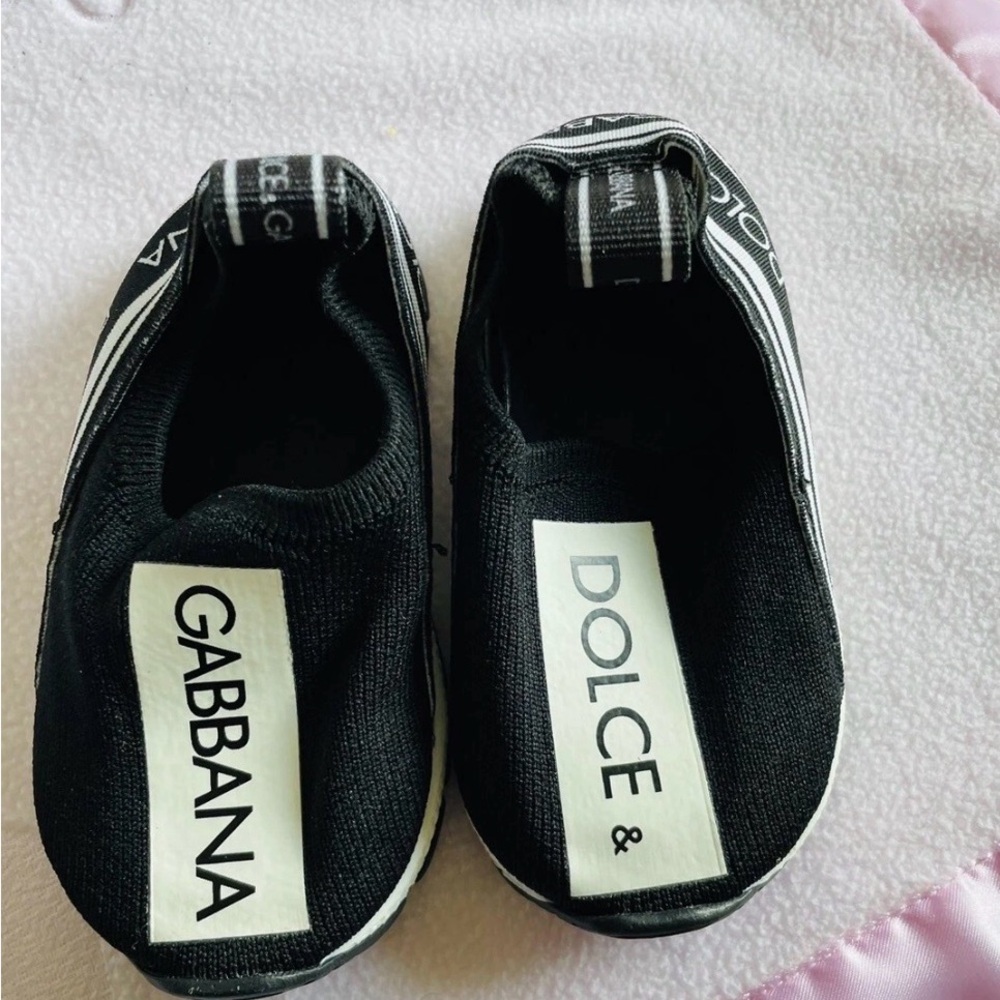 Dolce & Gabbana Kids Black and White Slip-On Sneakers
